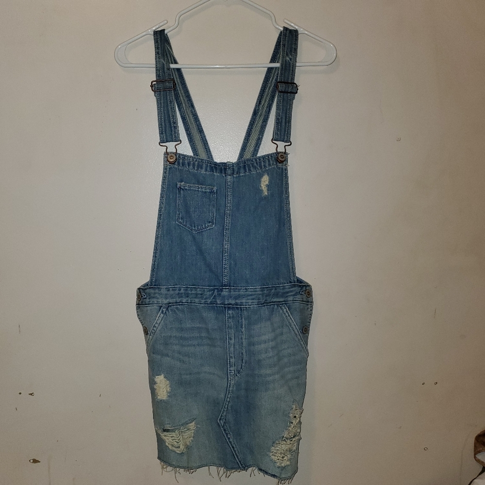 Hollster Denim Skirt Overalls